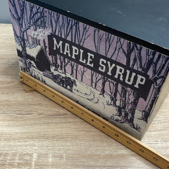 Vintage Vibe Maple Syrup Storage Box Black White Hinged Cover - Picture 12 of 14